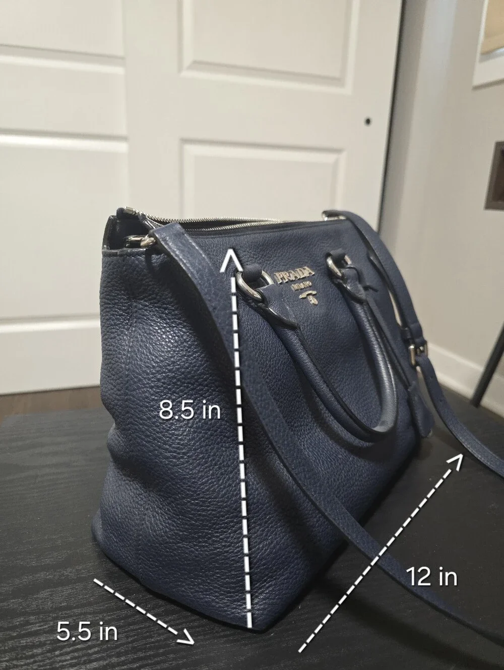 Prada Milano Navy Leather Tote Bag
